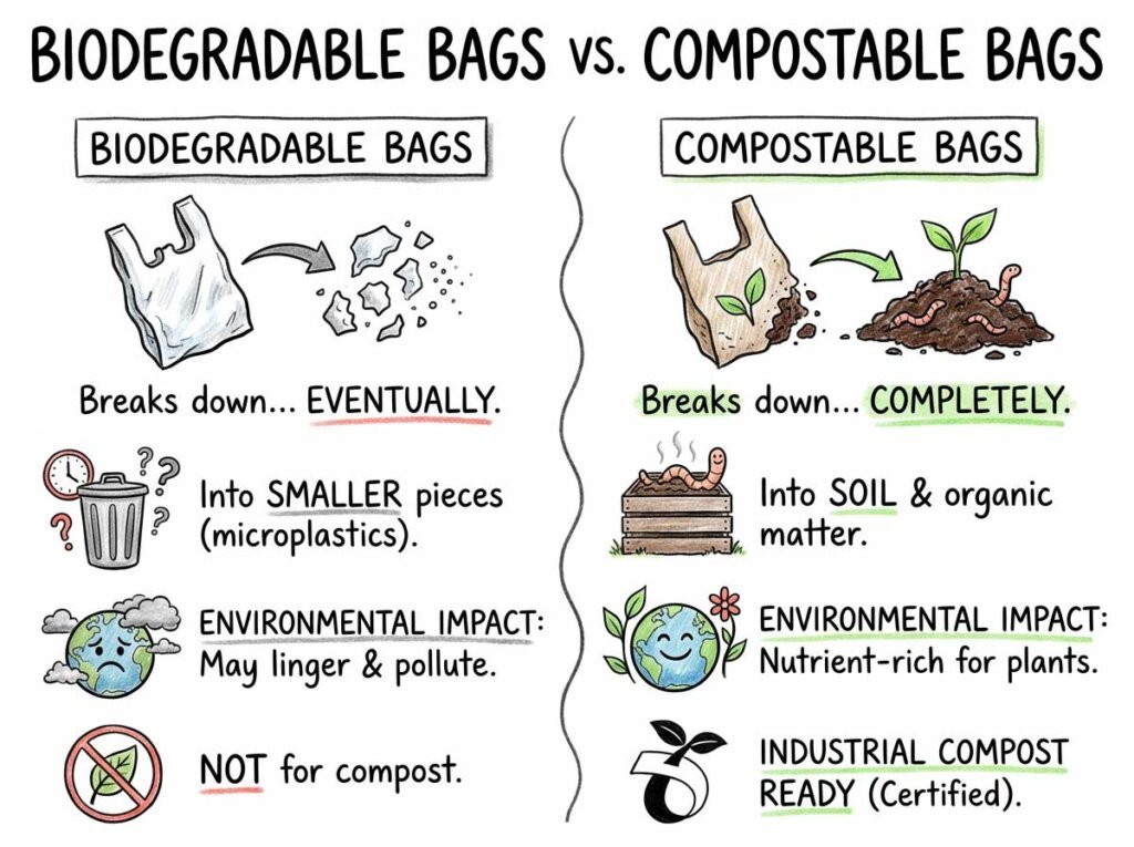 Biodegradable Bag vs. Compostable Bags