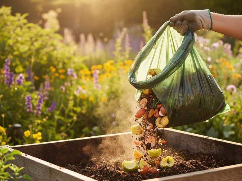 Dispose of compostable garbage bags