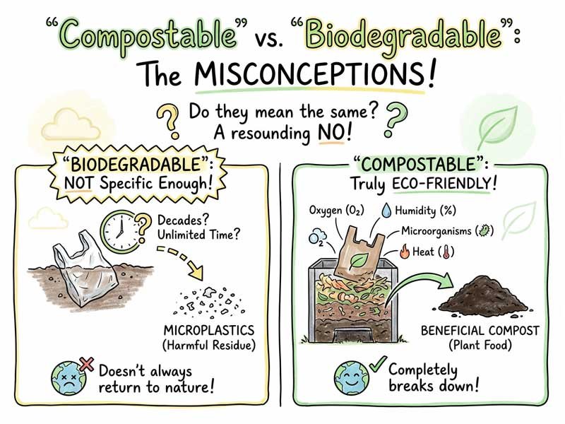 "biodegradable" and "compostable"