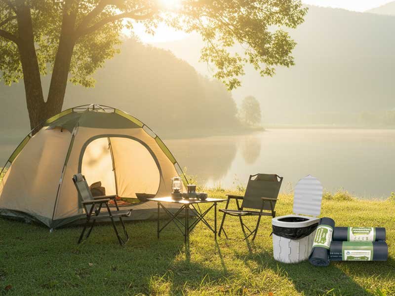 Biodegradable Camping Toilet Bags: Materials, Disposal & OEM Guide 2 compostable camping toilet bags used in RV portable toilet systems