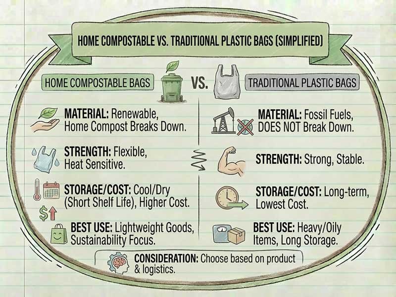 Home Compostable Bags vs Traditional Plastic Bags