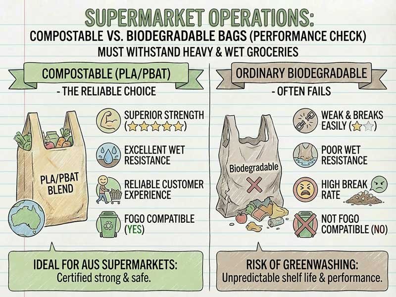 Supermarket Compostable vs Biodegradable Bags