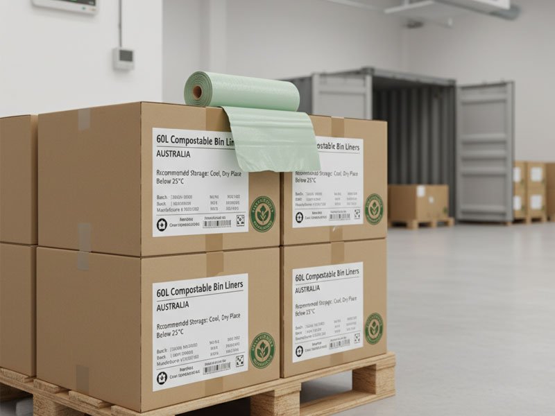 60-liter compostable trash can liner storage
