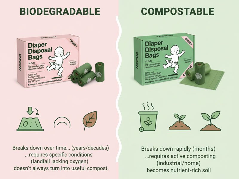 Biodegradable vs Compostable Nappy Bags