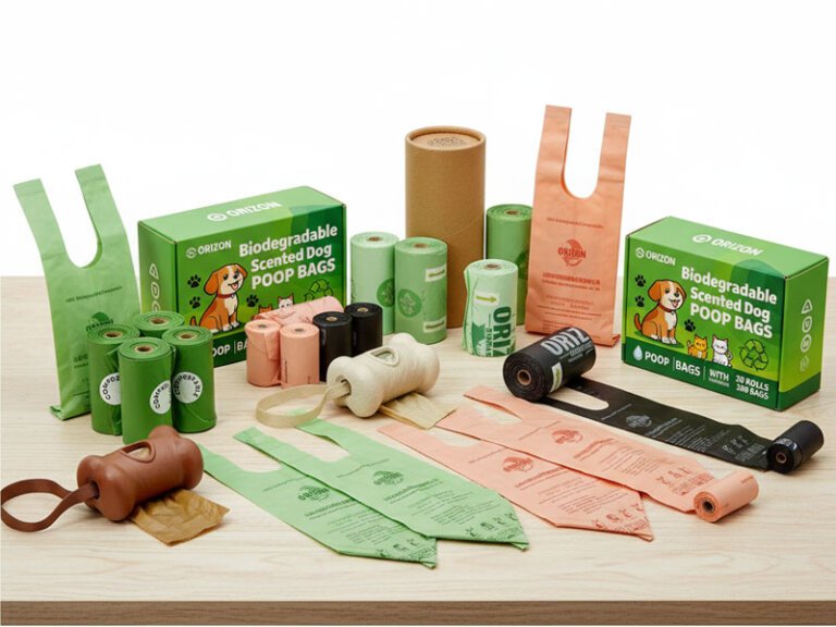 Different styles of dog poop bags