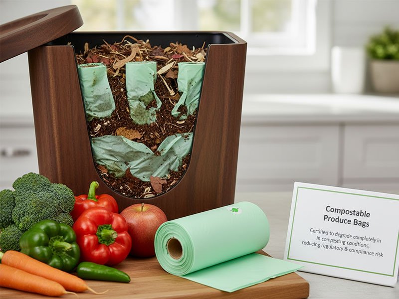 International composting standards for compostable fruit and vegetable roll bags