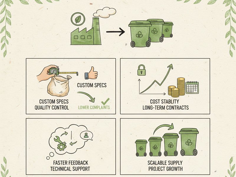 Purchase 60L compostable garbage bags from the manufacturer