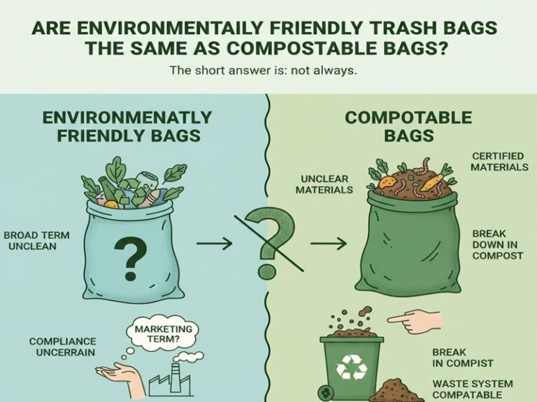 Environmentally Friendly Trash Bags vs Compostable Trash Bags