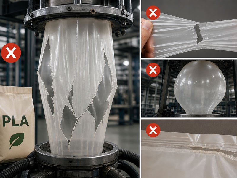 PLA cannot be used alone in thin film production.