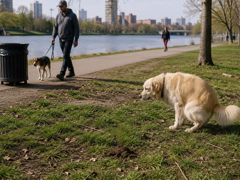 Public dog waste management challenges in a community park near a public waterway