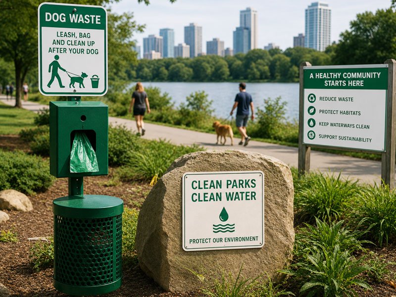 Public dog waste management program helping protect waterways and support environmental sustainability in public parks