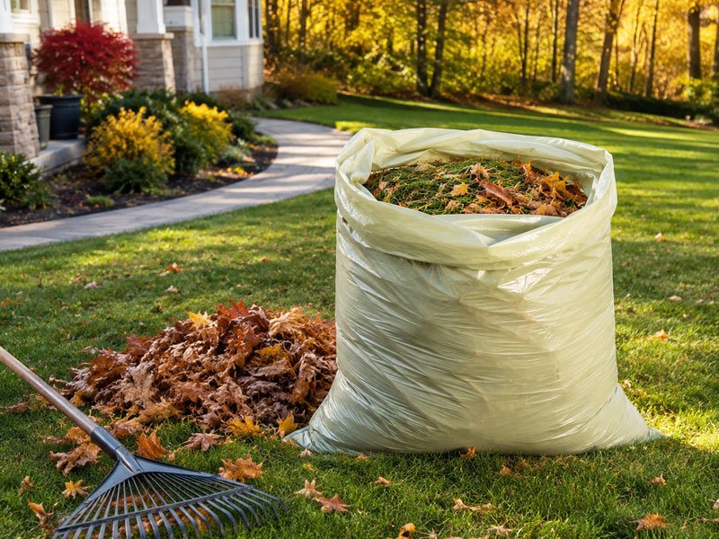 Compostable yard waste bags for leaves and grass clippings