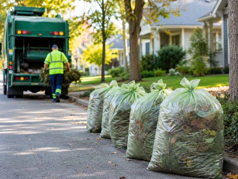 Compostable yard waste bags for municipal green waste collection