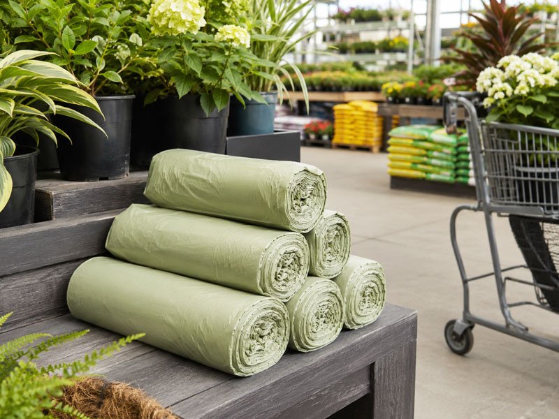 Custom printed compostable yard waste bags for garden centers