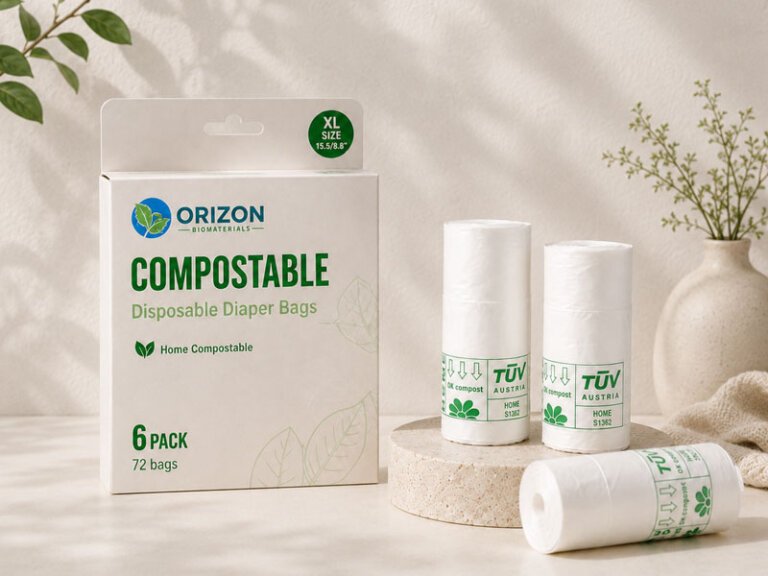 Compostable nappy disposal bags with retail box packaging