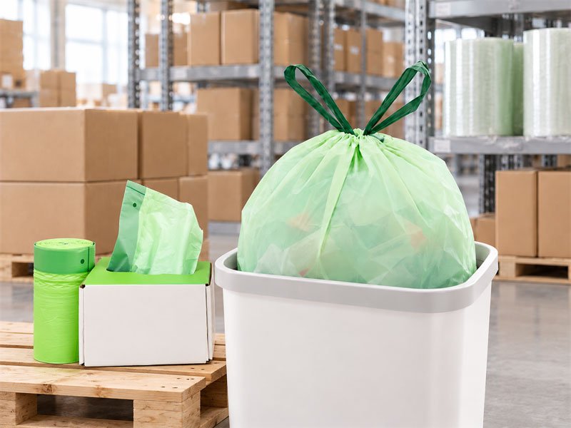 compostable trash bags with drawstring